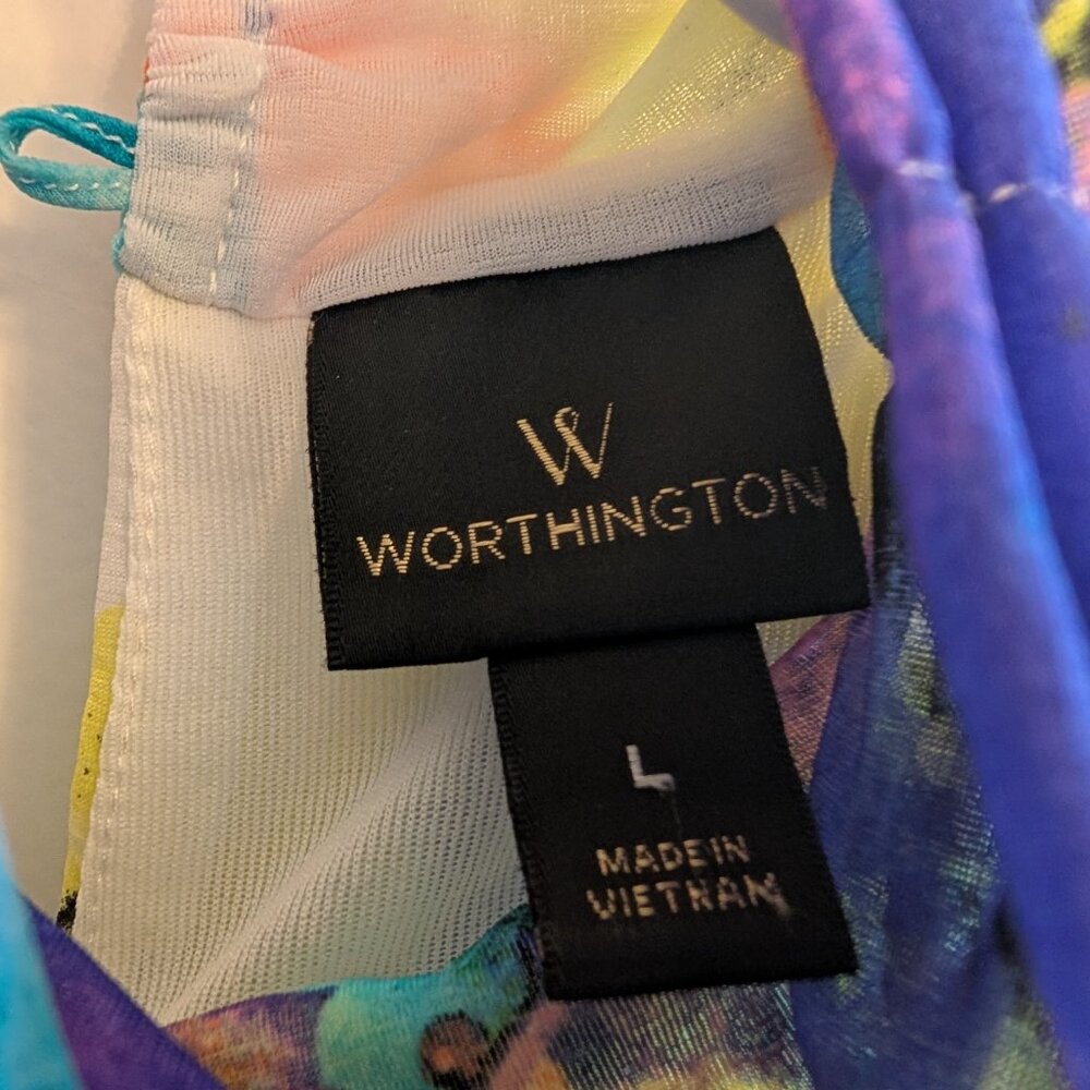 EUC Worthington Floral Mock Neck Sleeveless Multicolor SZ L - Picture 5 of 6